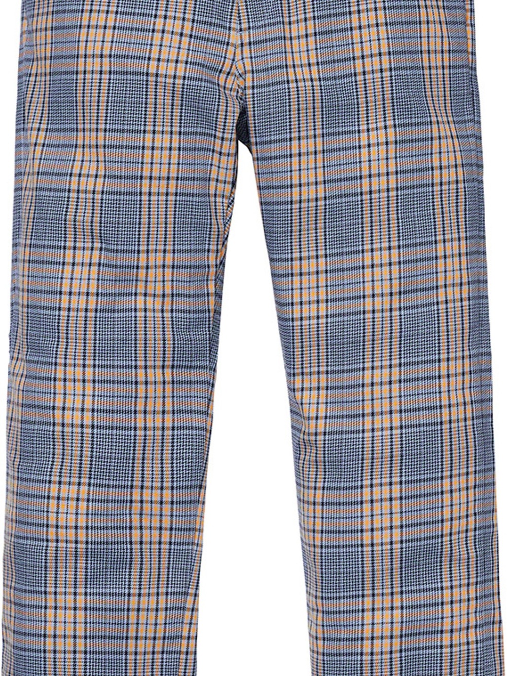Plaid Blue & Tan Straight-Leg Trousers